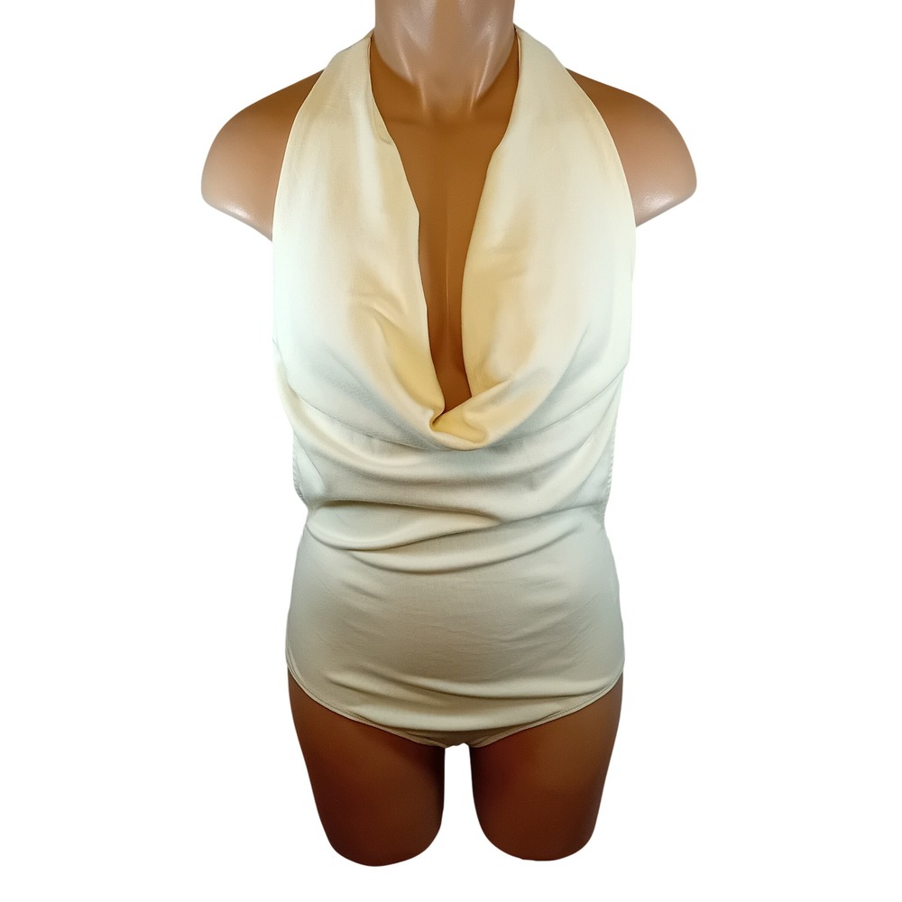 New W/ SMALL Defect WeWoreWhat Cowl Halter Bodysuit Backless Clubwear Festival M